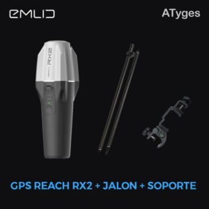 GPS Emlid Reach RX2 con jalón 2 m y soporte teléfono-controladora