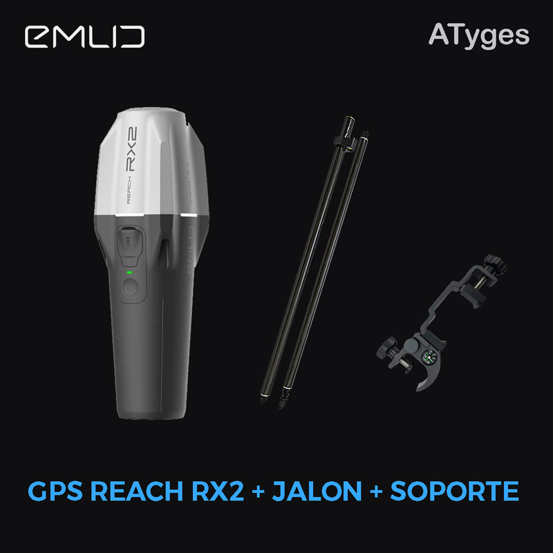 GPS Emlid Reach RX2 con jalón 2 m y soporte teléfono-controladora